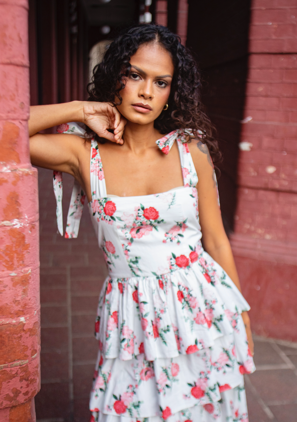 CAMILLIA FLORAL FRILL DRESS