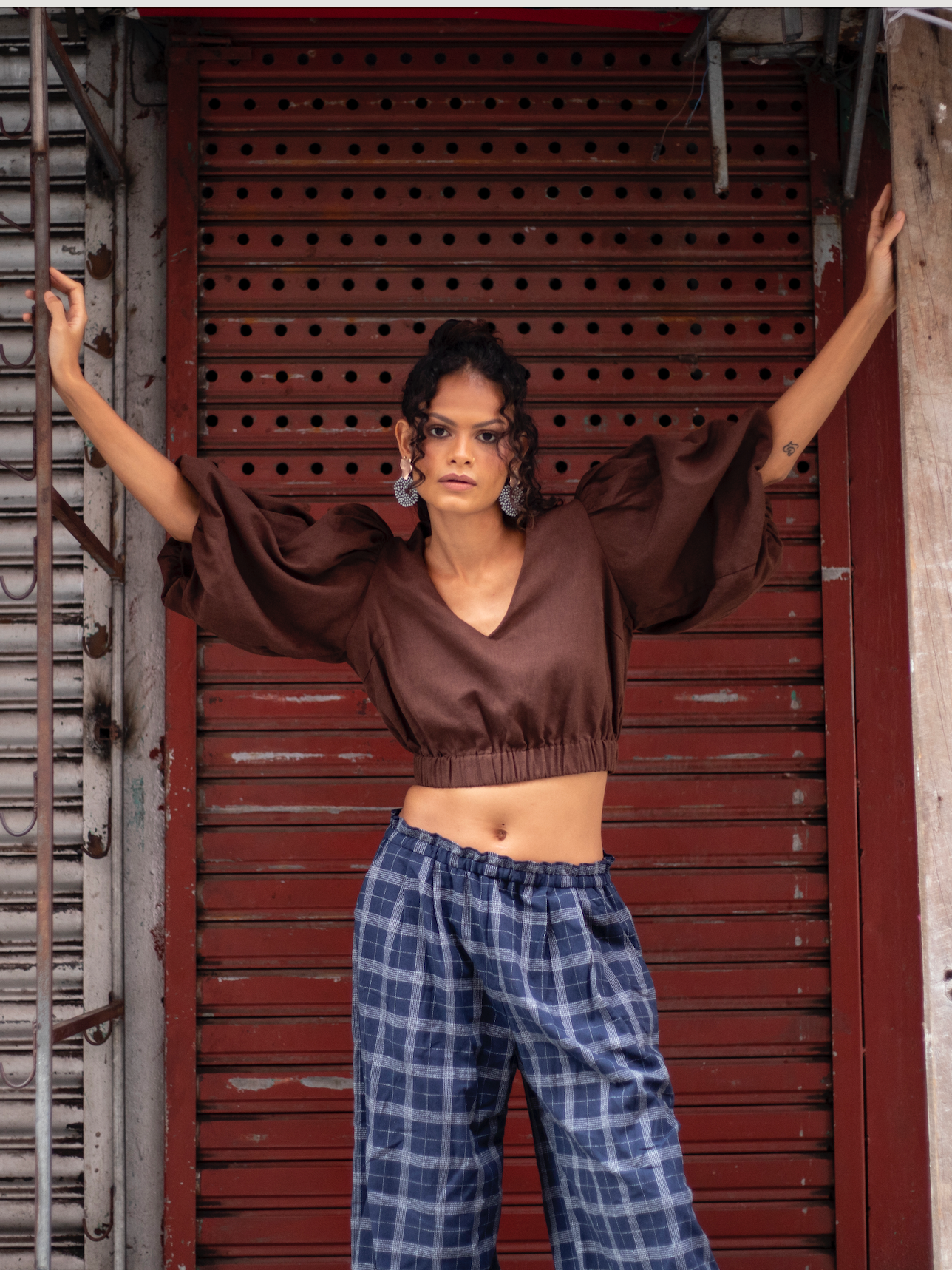 LOLA CHECK LINEN PANTS