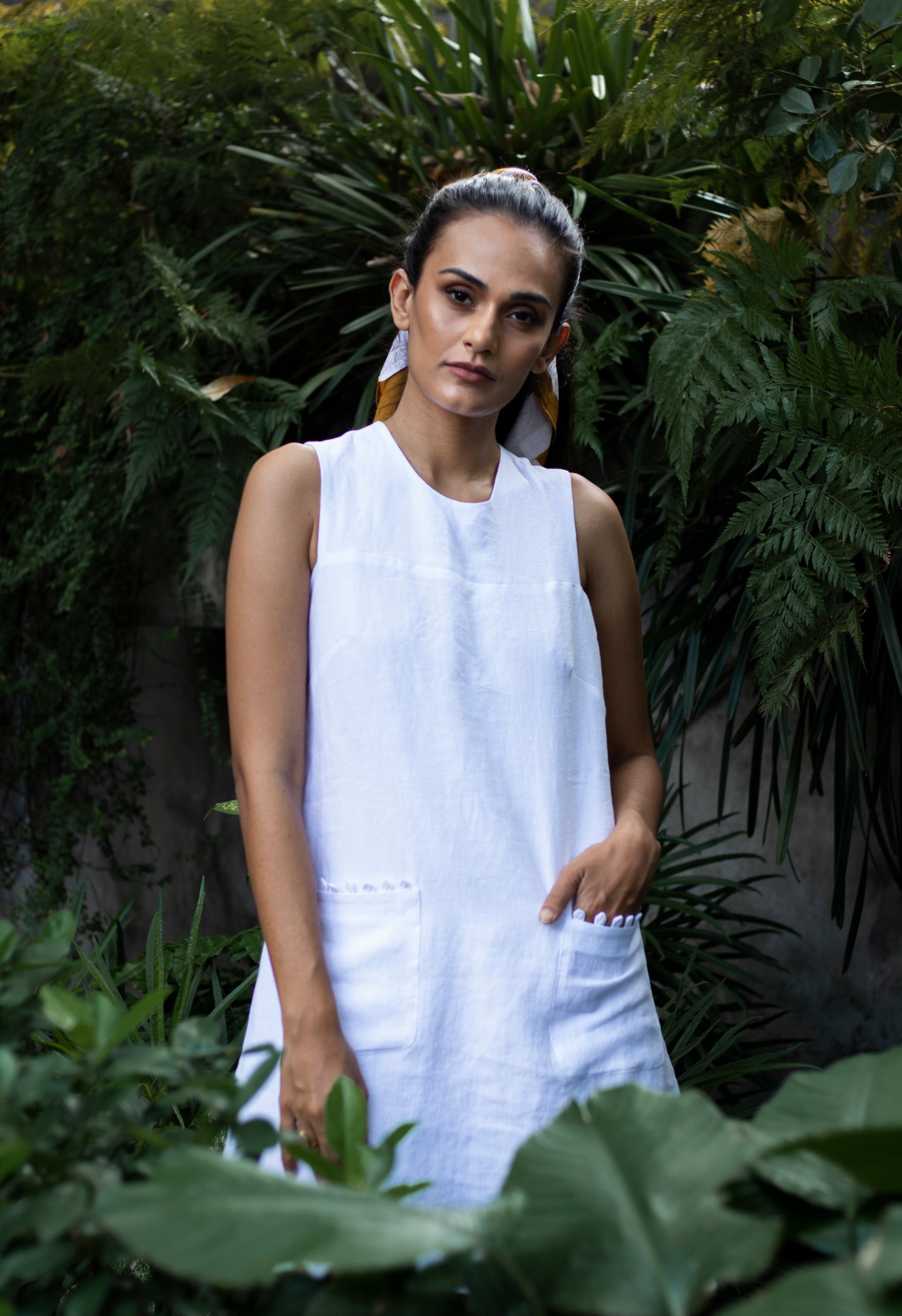 WANDERLUST WHITE LINEN MINI DRESS
