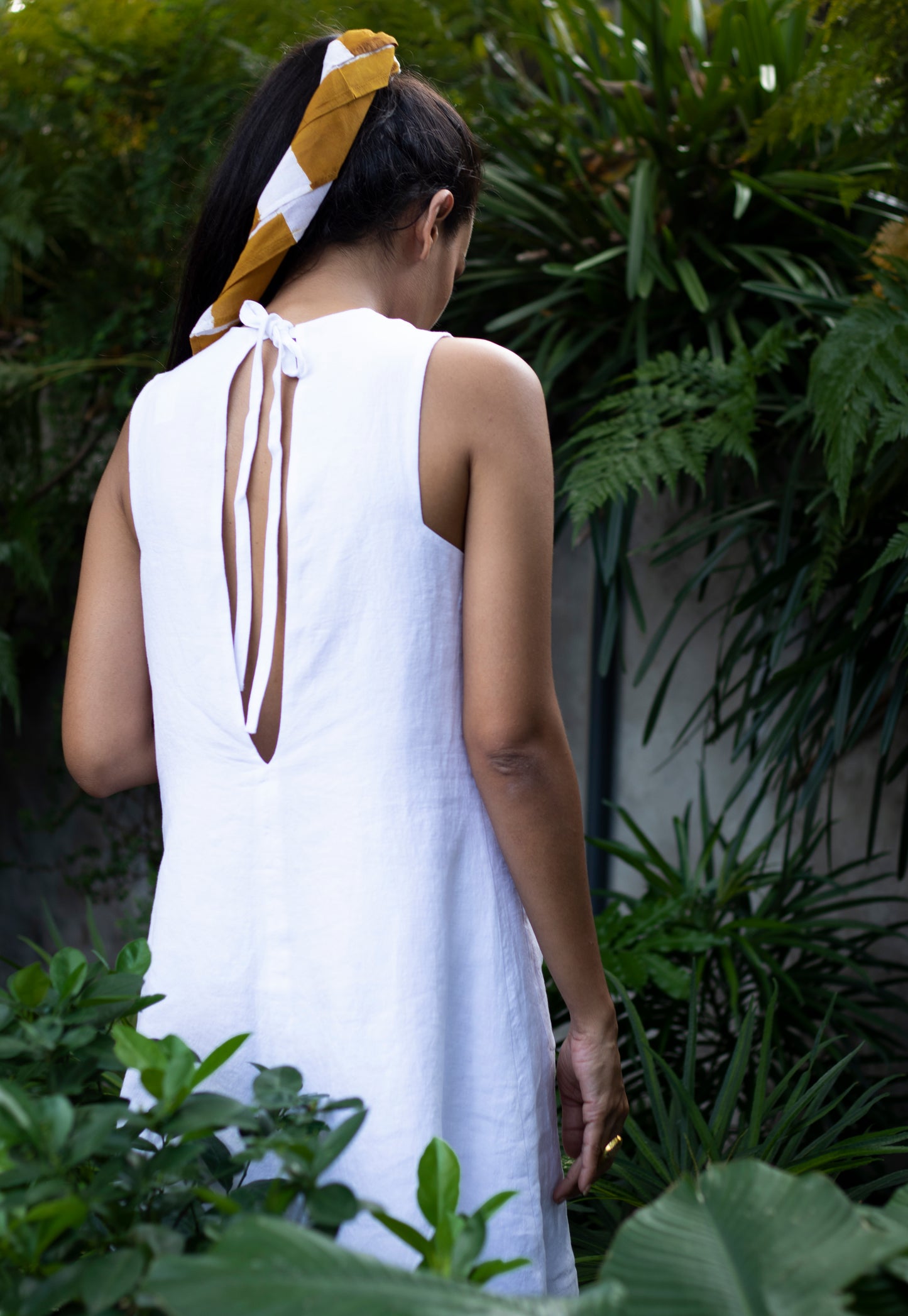 WANDERLUST WHITE LINEN MINI DRESS