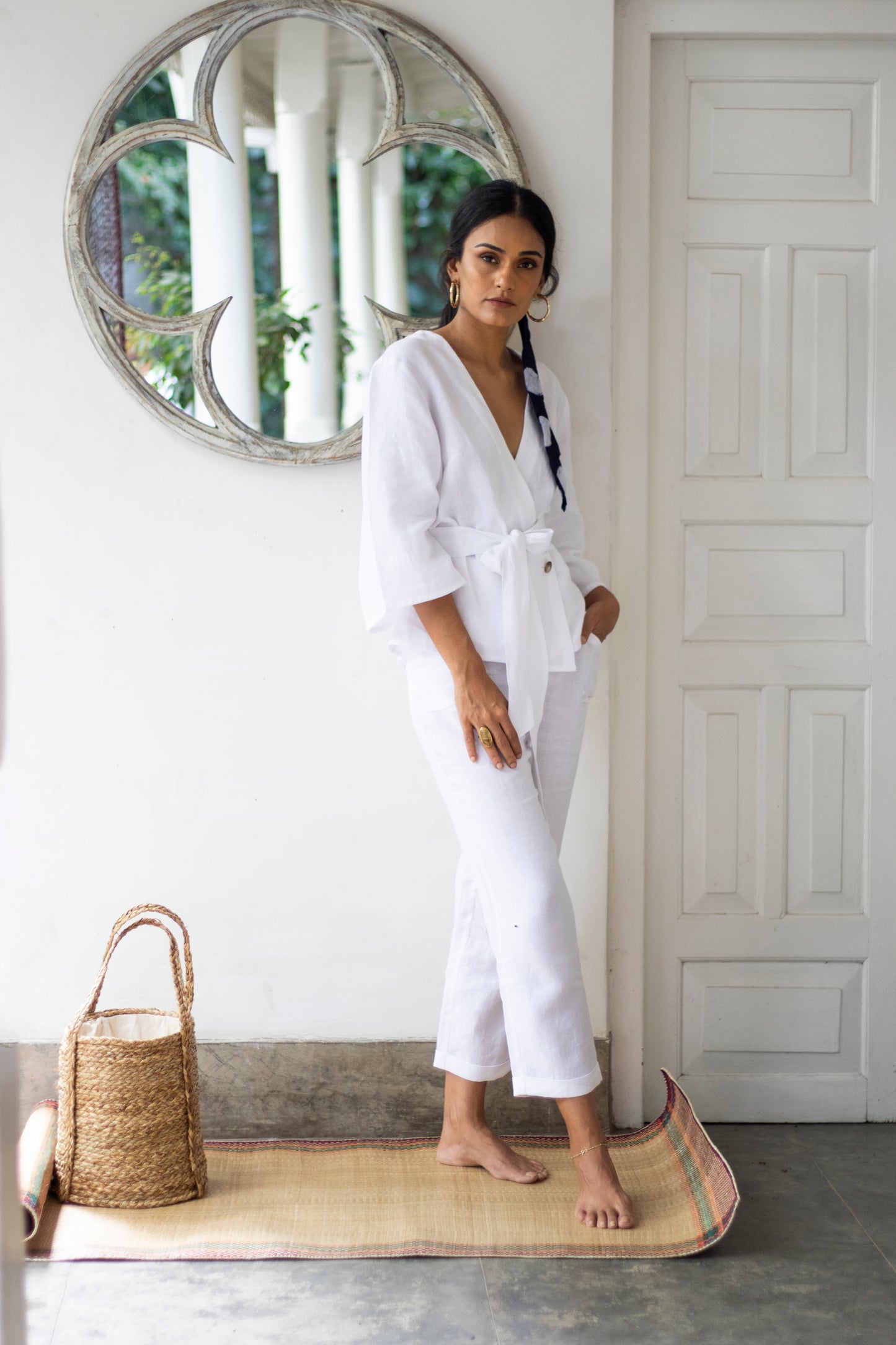 TRAVELLER LONG SLEEVE LINEN TOP