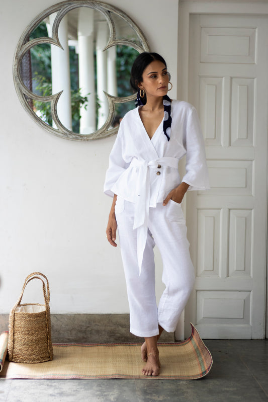 TRAVELLER LONG SLEEVE LINEN TOP