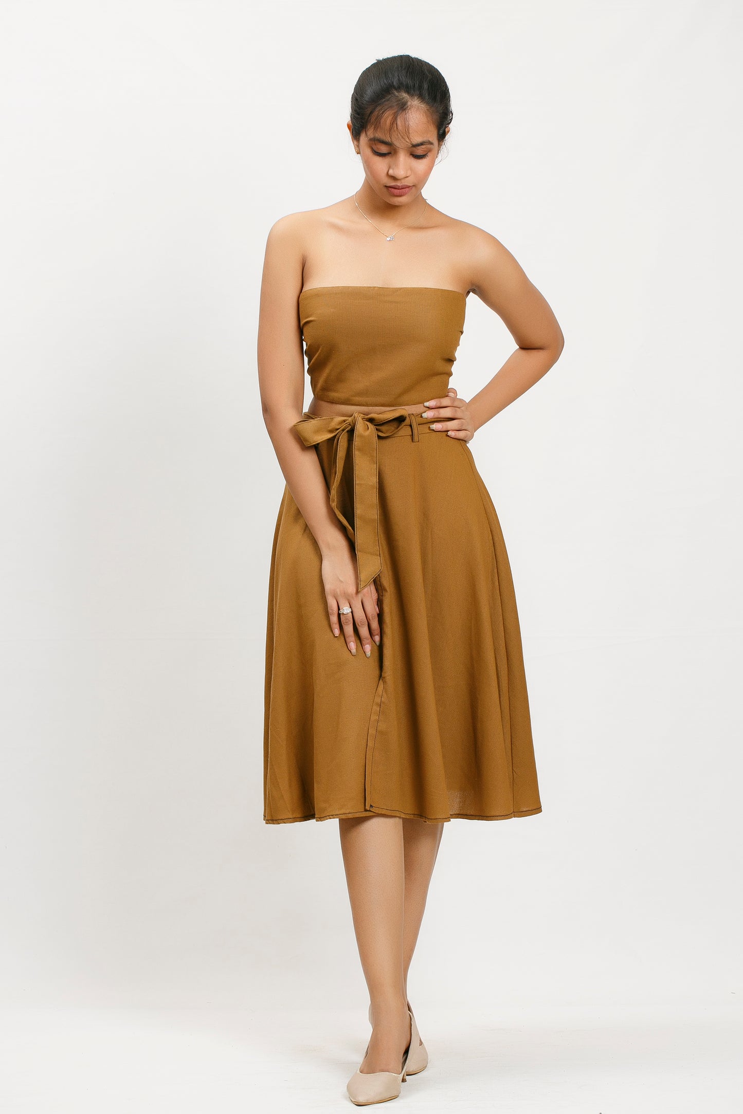 LUANA MIDI LINEN BLEND SKIRT