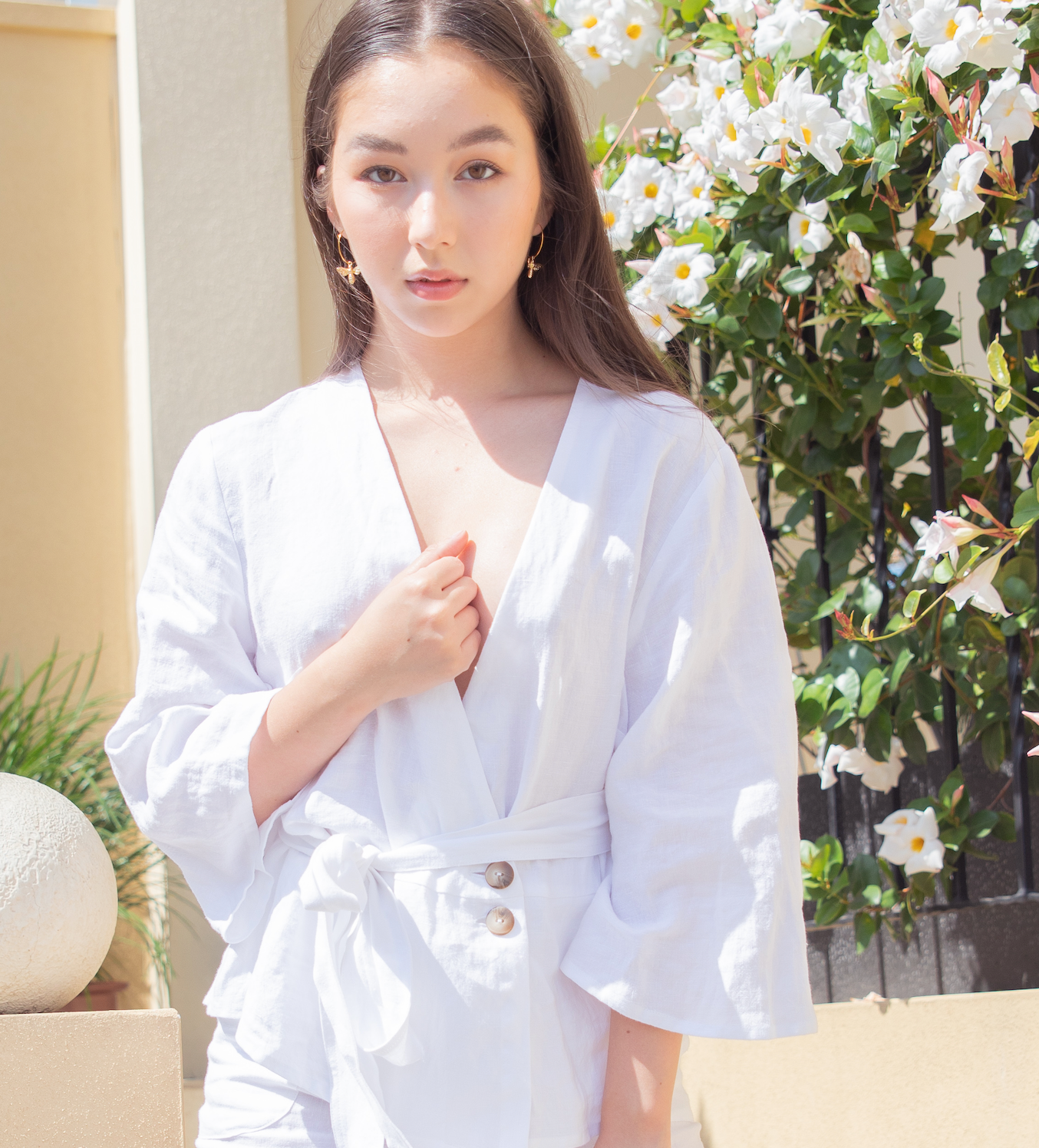 TRAVELLER LONG SLEEVE LINEN TOP