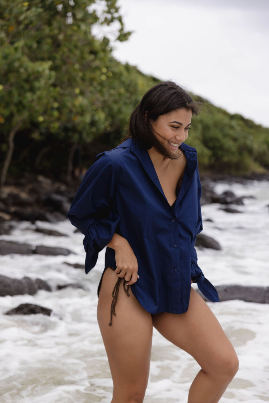 ROSE BALLOON SLEEVE BUTTO-UP SHIRT