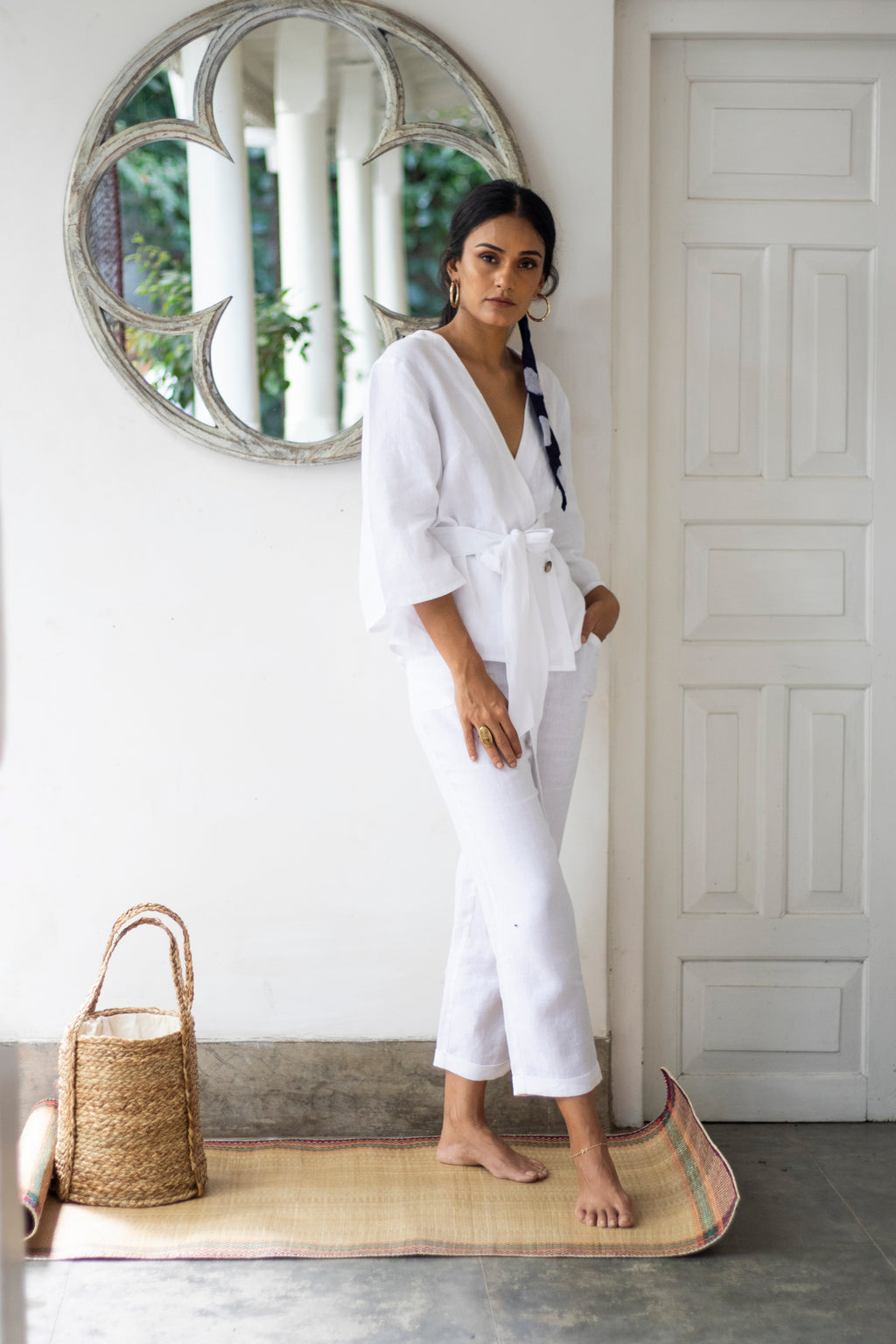 TRAVELLER LONG SLEEVE LINEN TOP