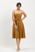 LUANA CHECK LINEN BLEND MIDI SKIRT