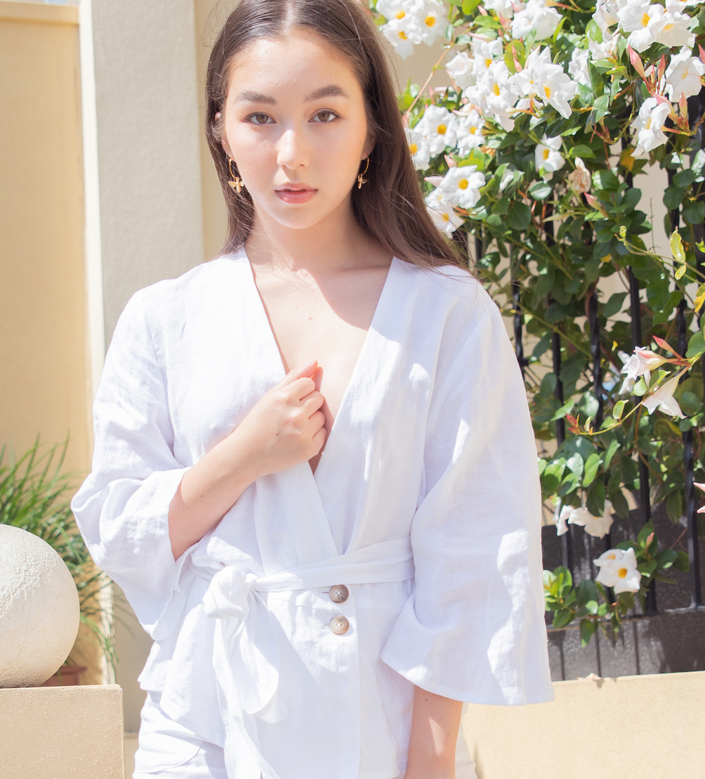 TRAVELLER LONG SLEEVE LINEN TOP